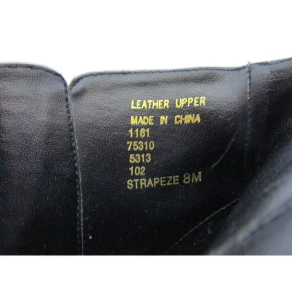 Jasmin Sport Black Leather Ankle Boots Womens Strapeze 8M Block Heel Zipper - Picture 5 of 11